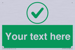 Custom green background, green tick in circle sign